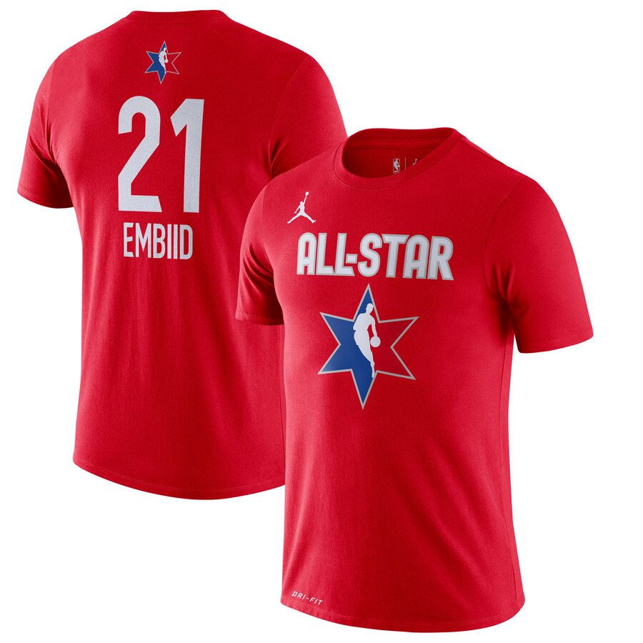 Men Joel Embiid Jordan Brand 2020 NBA AllStar Game Name & Number Player TShirt  Red